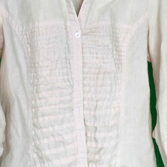 Tracy M. Light Yellow Blouse - 100% Linen - Picture 2 of 10